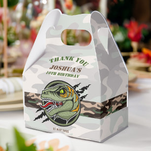Dinosaur birthday raptor army camouflage scratch favour box