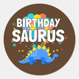 Dinosaur Birthday Saurus Boy Girl Family Matching Classic Round Sticker