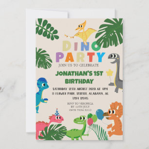 Dinosaur Birthday Simple Cute First Birthday Baby Invitation