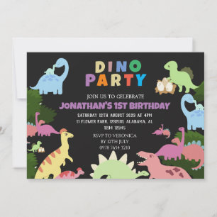 Dinosaur Birthday Simple Cute First Birthday Baby  Invitation