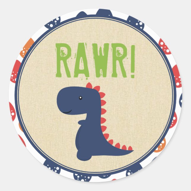 Dinosaur Birthday Stickers (Front)