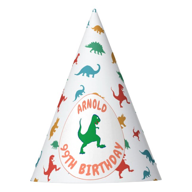 Dinosaur Birthday T Rex Kids Jurassic Animals Part Party Hat (Front)