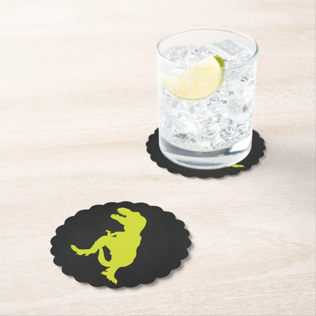 Dinosaur Birthday T rex Paper Coaster (Insitu)