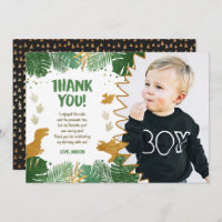 Dinosaur Birthday Thank You Card Party Boy Dino