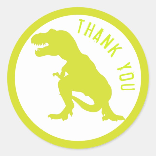 Dinosaur Birthday Thank you Classic Round Sticker (Front)