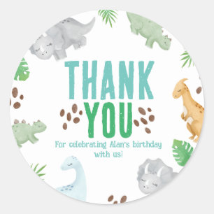 Dinosaur birthday thank you favor bag Sticker