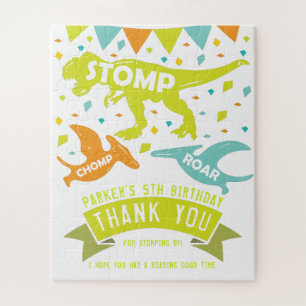 Dinosaur Birthday Thank you Favors Jigsaw Puzzle