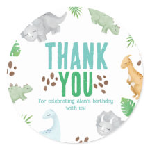 Dinosaur birthday thank you favour bag Sticker