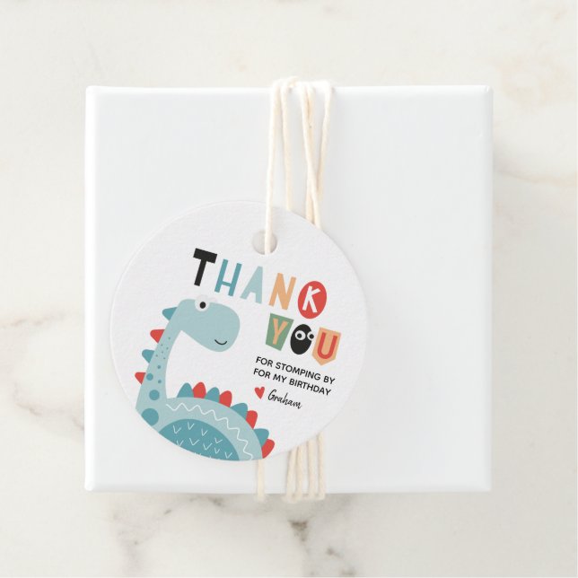 Dinosaur Birthday Thank You Favour Tags (In Situ)