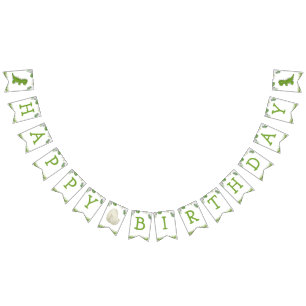 Dinosaur Birthday watercolor green yellow Bunting