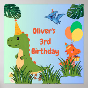 Dinosaur Birthday Welcome Poster – Cute Dino Party