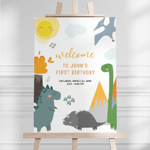 Dinosaur Birthday Welcome Sign