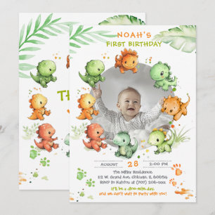 Dinosaur Birthday  With Photo Option Invitation