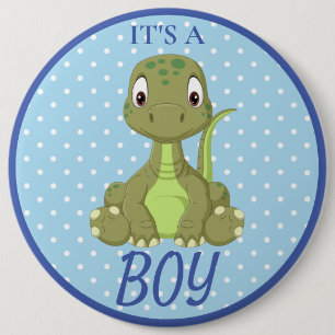 Dinosaur Blue Baby Shower T Rex 6 Cm Round Badge