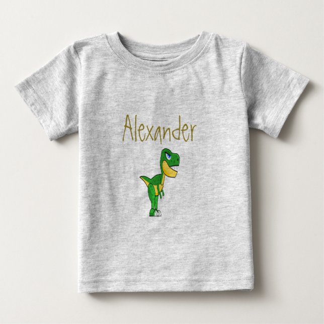 Dinosaur Blue Cute Custom Boy Baby T-Shirt (Front)