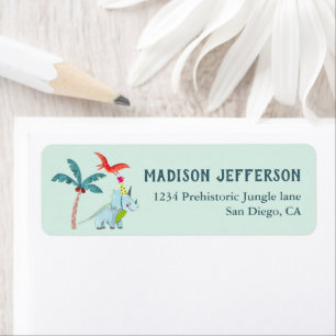 Dinosaur Blue Dino birthday party label Return Address Label