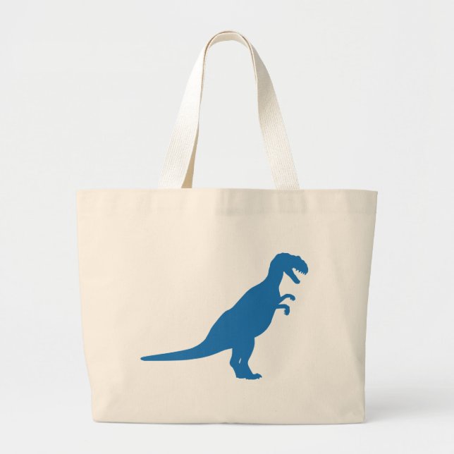 Dinosaur Blue Large Tote Bag (Front)