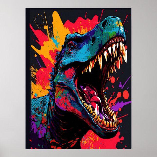 Dinosaur Blue T Rex kids Poster (Front)