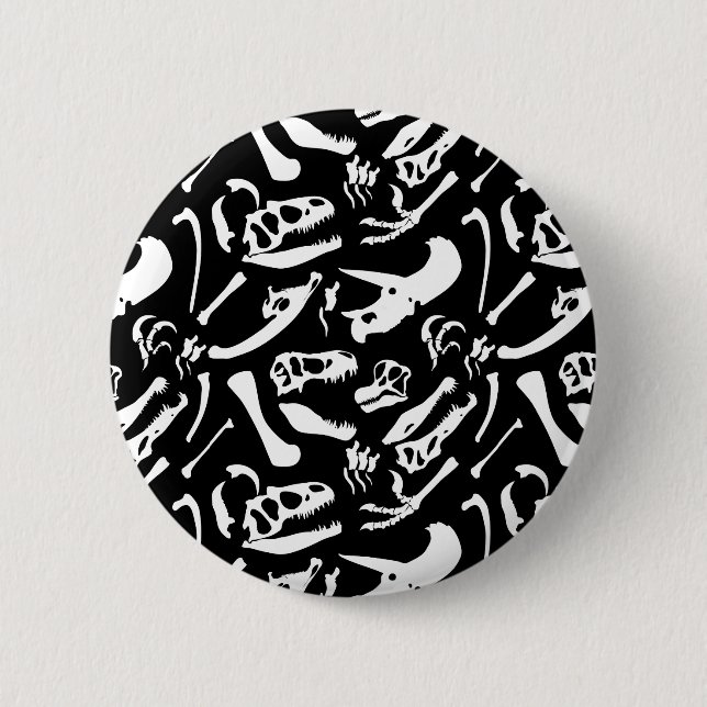 Dinosaur Bones (Black and White) 6 Cm Round Badge (Front)