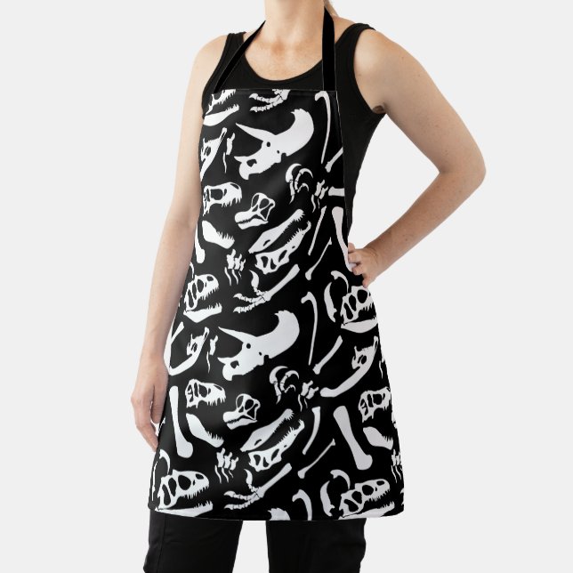 Dinosaur Bones (Black and White) Apron (Insitu)