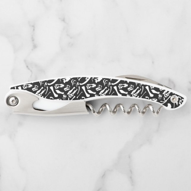 Dinosaur Bones (Black and White) Corkscrew (Front)