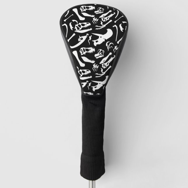Dinosaur Bones (Black and White) Golf Head Cover (Front)