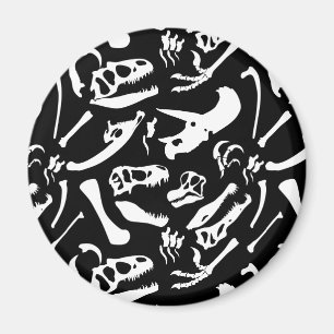 Dinosaur Bones (Black and White) Magnet