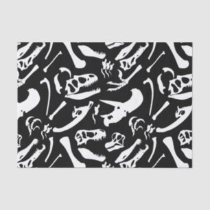 Dinosaur Bones (Black and White) Tissue Paper