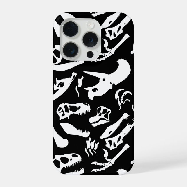 Dinosaur Bones (Black) iPhone Case (Back)