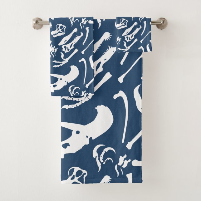 Dinosaur Bones (Blue) Bath Towel Set (Insitu)