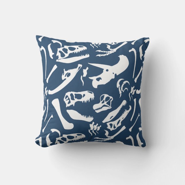 Dinosaur Bones (Blue) Cushion (Front)
