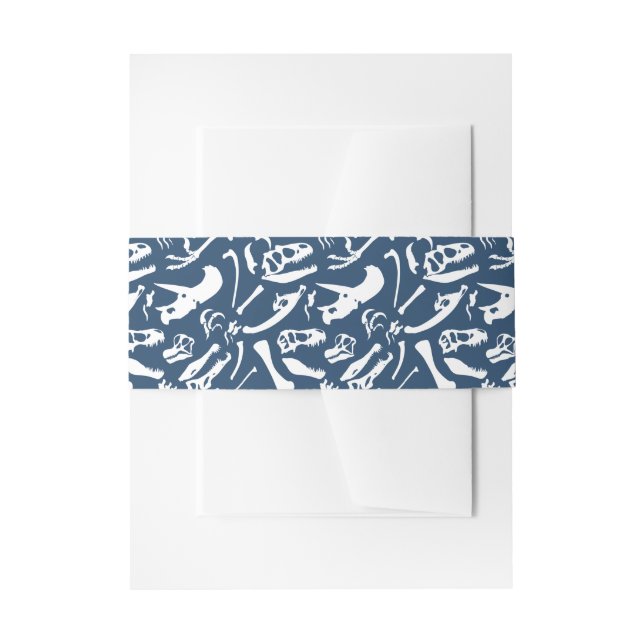Dinosaur Bones (Blue) Invitation Belly Band (Front Example)