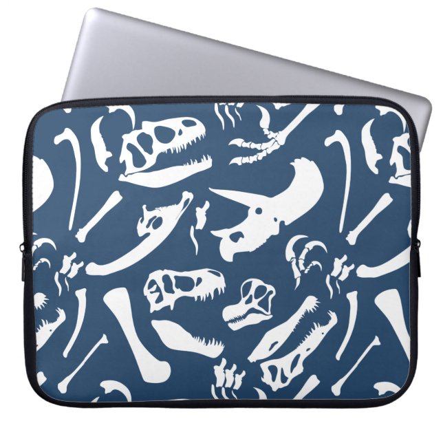 Dinosaur Bones (Blue) Laptop Sleeve (Front)