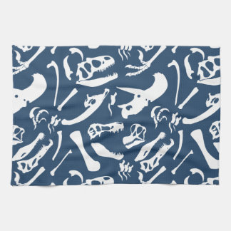 Dinosaur Bones (Blue) Tea Towel
