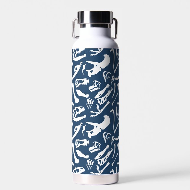 Dinosaur Bones (Blue) Water Bottle (Front)