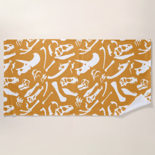 Dinosaur Bones (Gold) Beach Towel