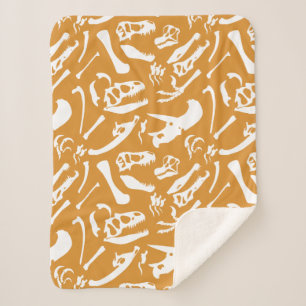 Dinosaur Bones (Gold) Sherpa Blanket
