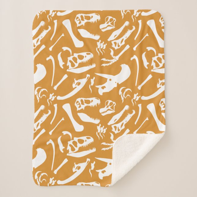 Dinosaur Bones (Gold) Sherpa Blanket (Front)