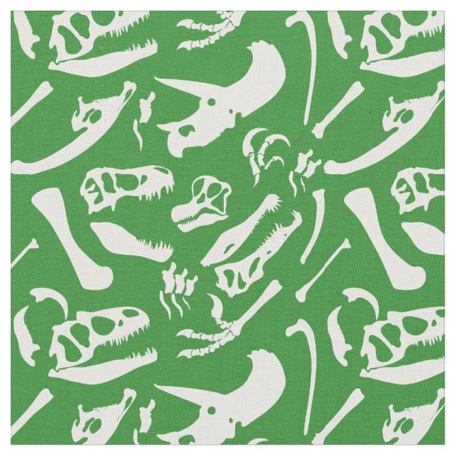 Dinosaur Bones (Green) Fabric (Close Up)
