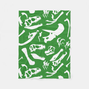 Dinosaur Bones (Green) Fleece Blanket