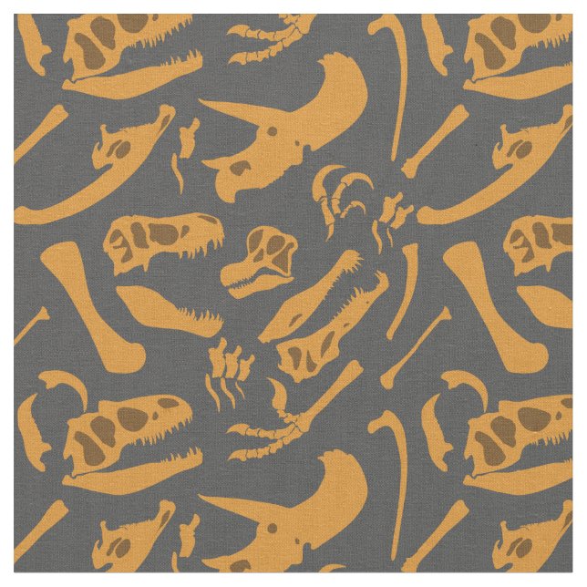 Dinosaur Bones (Grey) Fabric (Close Up)