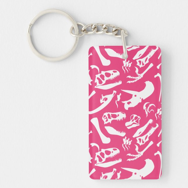 Dinosaur Bones (Pink) Key Ring (Front)