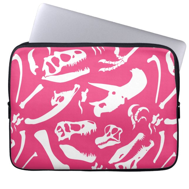 Dinosaur Bones (Pink) Laptop Sleeve (Front)