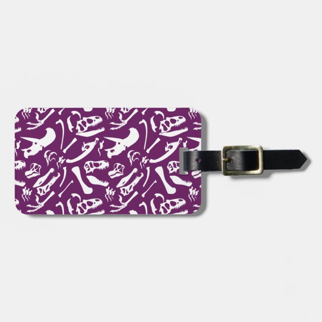 Dinosaur Bones (Purple) Luggage Tag (Front Horizontal)