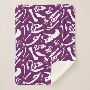 Dinosaur Bones (Purple) Sherpa Blanket