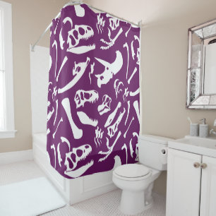Dinosaur Bones (Purple) Shower Curtain