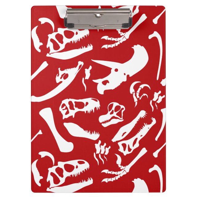 Dinosaur Bones (Red) Clipboard (Front)
