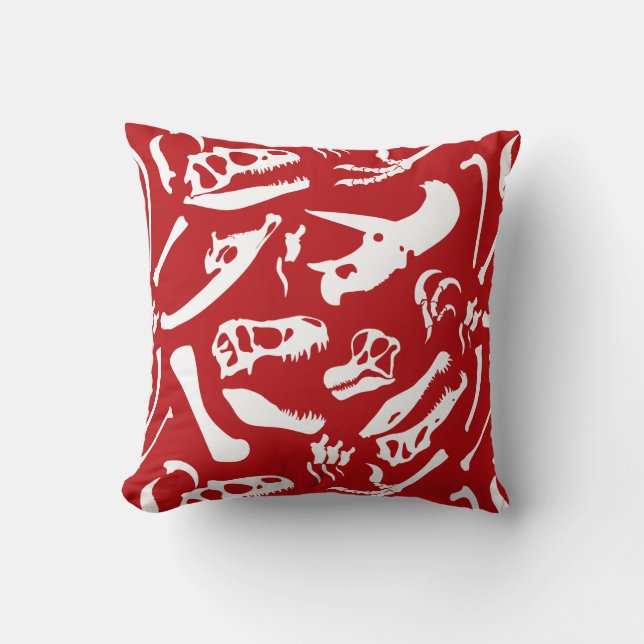 Dinosaur Bones (Red) Cushion (Front)