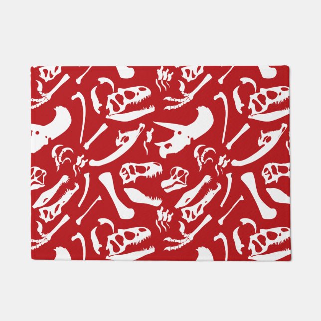 Dinosaur Bones (Red) Doormat (Front)