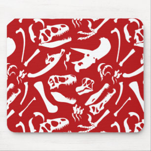 Dinosaur Bones (Red) Mouse Pad